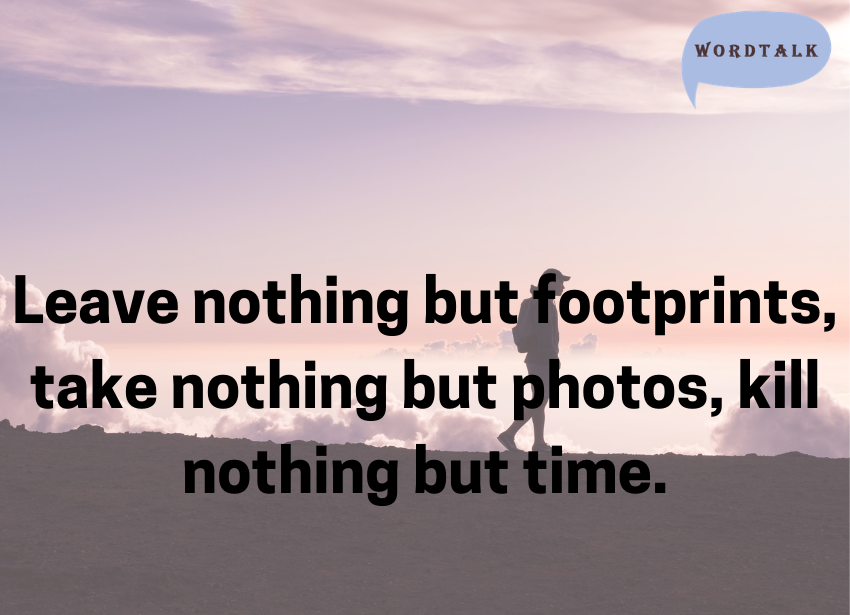 Leave nothing but footprints, take nothing but photos, kill nothing but time.
